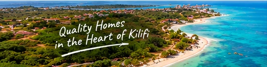 Aerial view of the Kilifi coastline and turquoise water